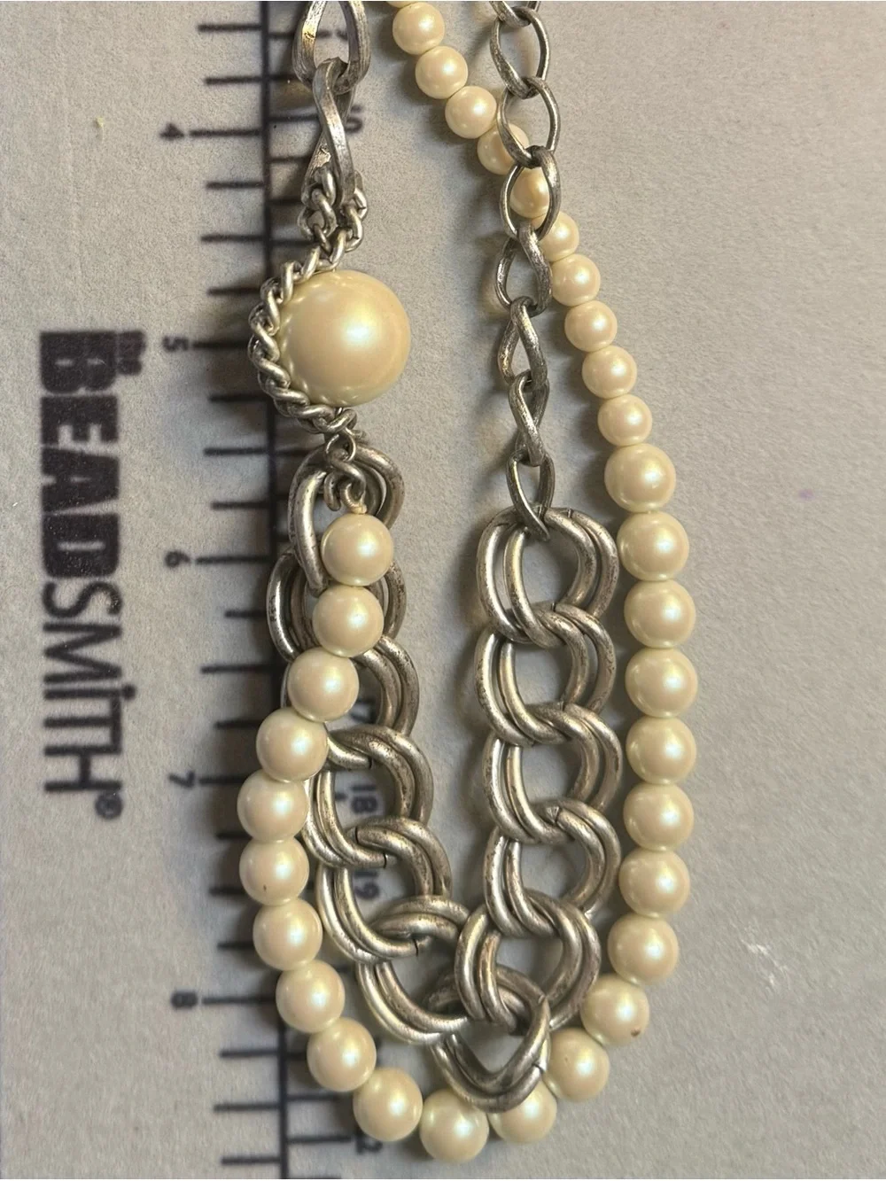 Silver-tone Multi-Strand Necklace faux pearl